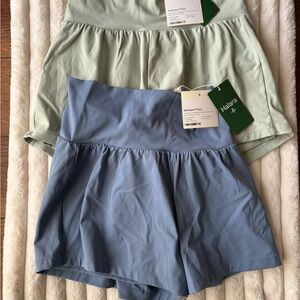 HALARA Women's Athletic Shorts in Blue and Light Green NWT Pair